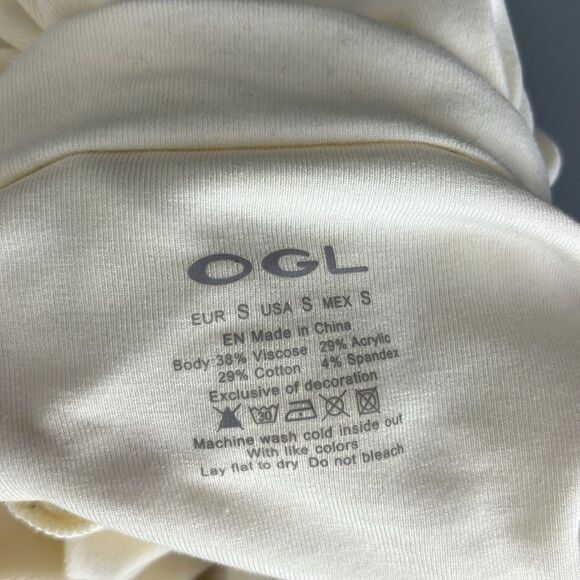 037 NWT OGL Thermal Brushed Mock Neck Crop Top - Ivory Size S - Picture 3 of 6